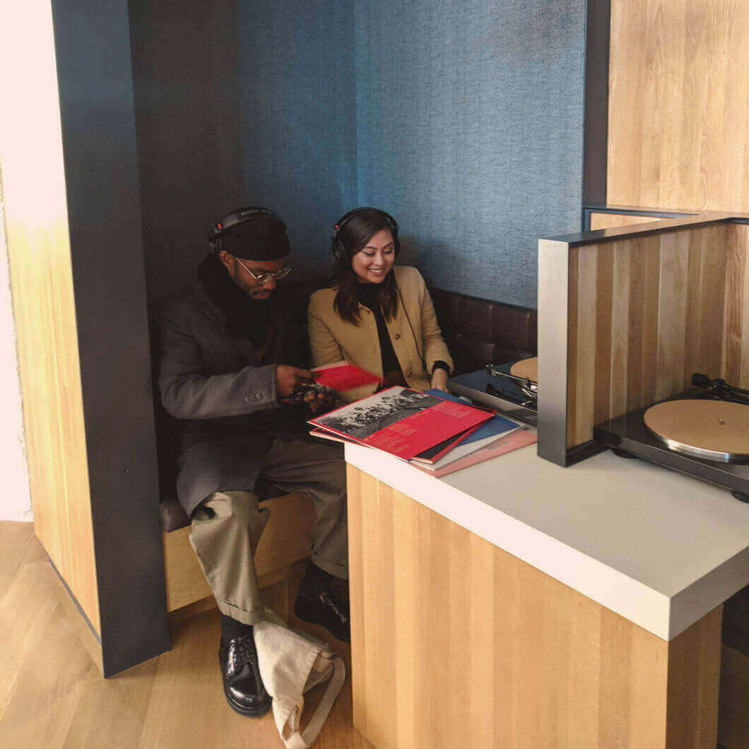 A cozy listening experience for two