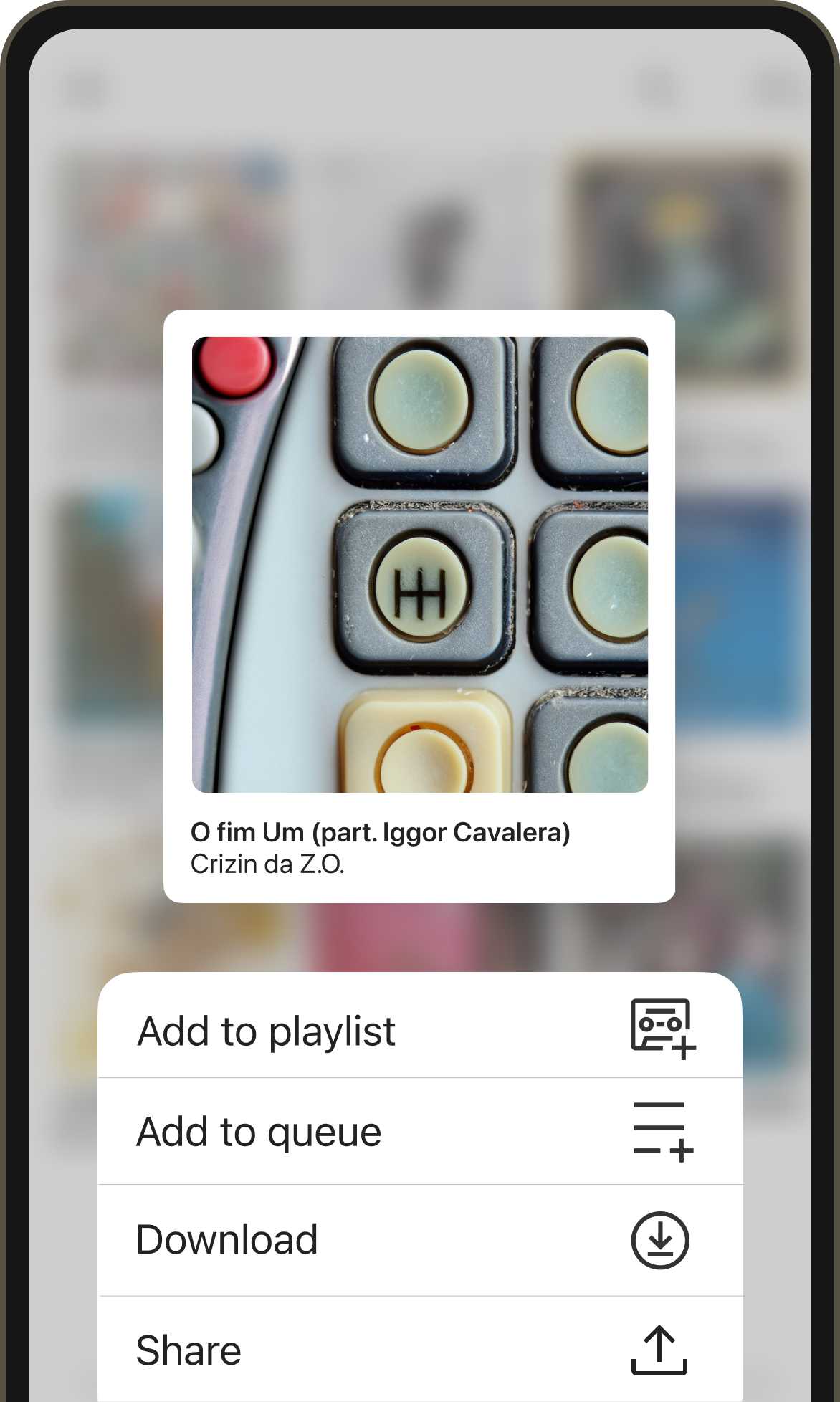 Adding a track to a playlist in the Bandcamp iOS app