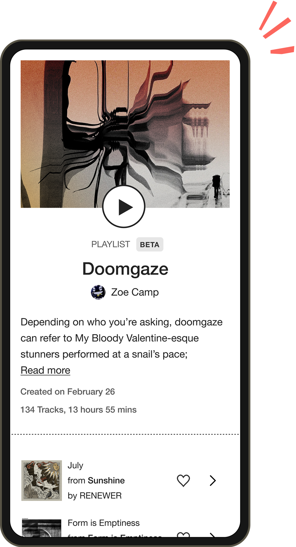 Bandcamp Playlist Beta mobile product screenshot